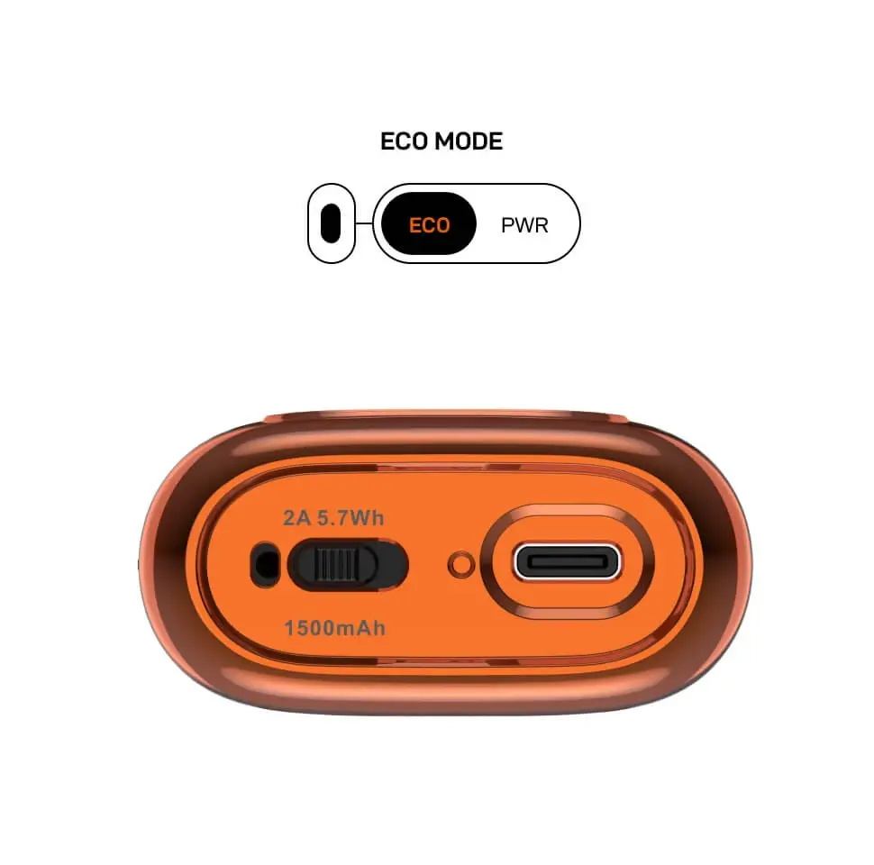 The VAPORESSO VIBE NANO PRO in ECO mode, a setting on this flavor vape that delivers maximum taste and vapor, perfect for users of the best vape starter kits.