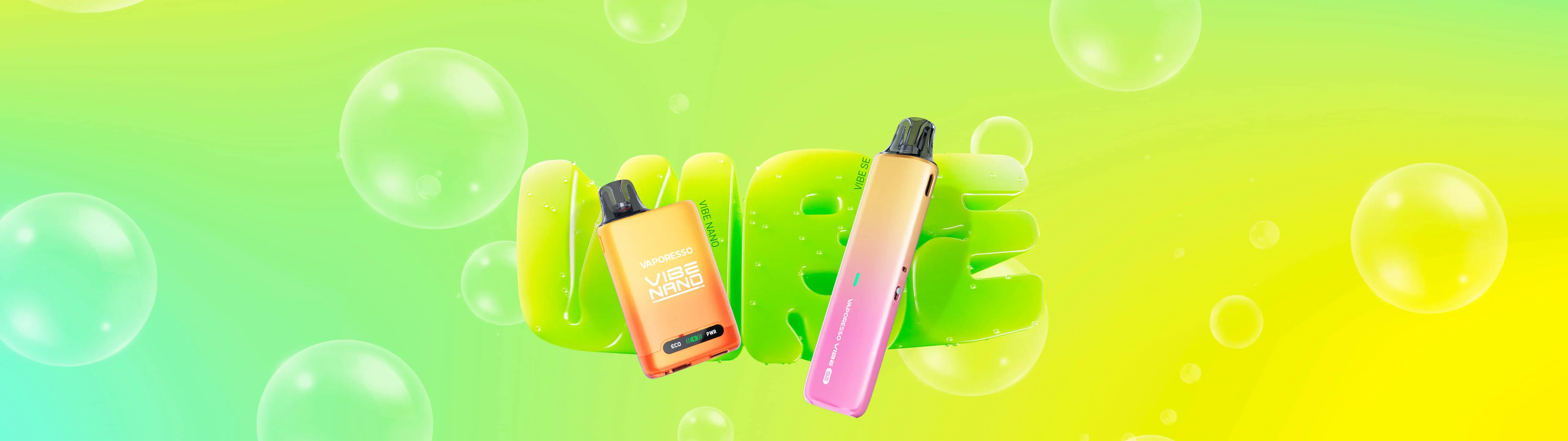 VAPORESSO VIBE SE and VIBE NANO – stylish and portable refillable vapes offering vibrant colors and smooth vaping experience.